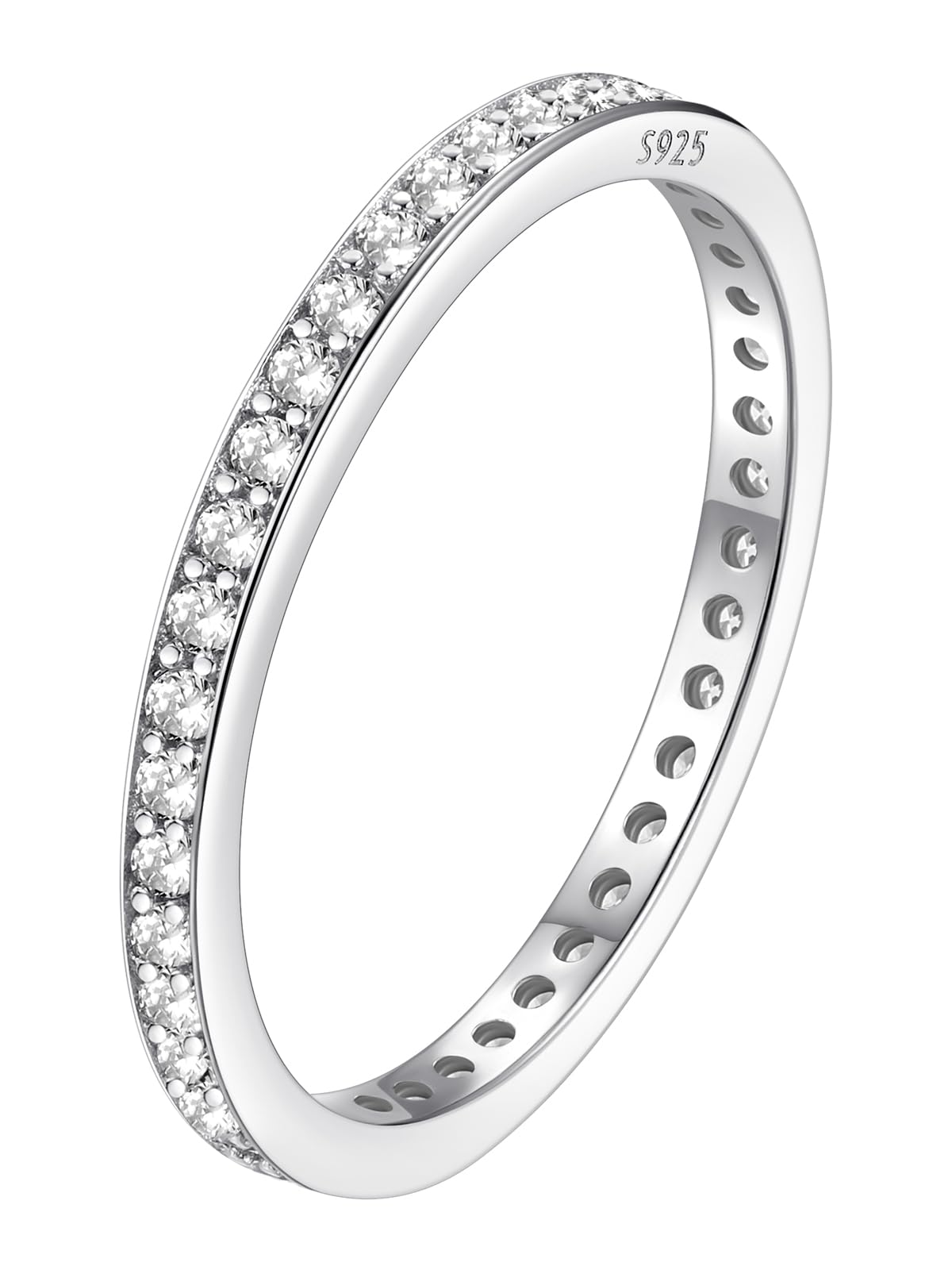 Bague Alliance Argent Massif 925 – Zirconium Croisé – Style Créateur – Occasion