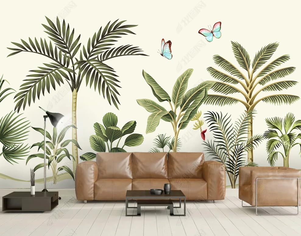 Papier peint intissé tropical lavable et résistant pour décoration murale