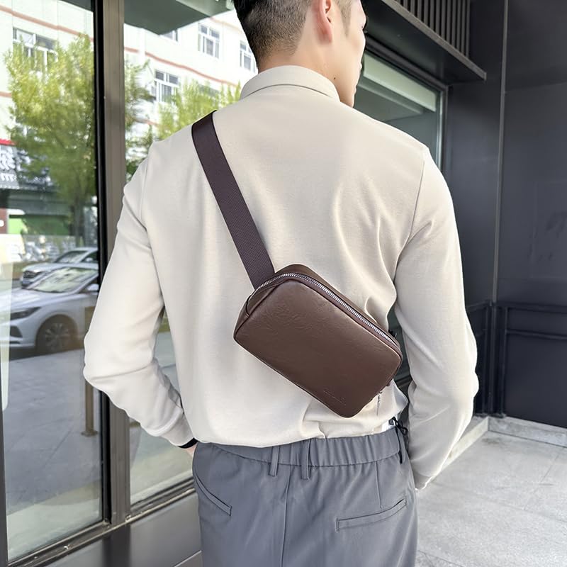 Image of Leather Chest Bag for Women, Crossbody Belt Bag Fanny Pack Purse Fashionable Waist Bags Handbag for Everyday Use Trip Walking Hiking