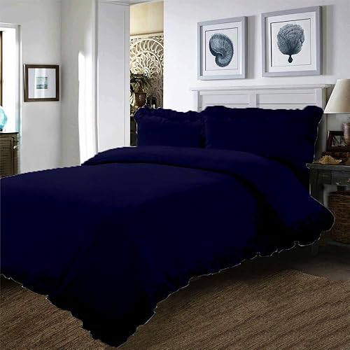 Miniatura 4 de Juego de funda de edredón  1 funda de edredón con volantes y esquinas de borde de volantes y 4 fundas de almohada, color rosa intenso,