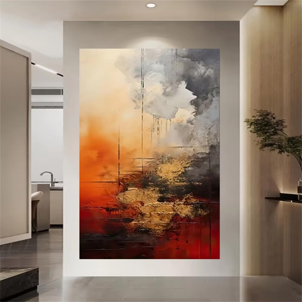 AEFOUU Canvas Wall Art Print Abstract Painting Canvas Modern Home Golden Line Wall Art Picture Large Mural for Living Room Decor(60x80cm/24x32in/Frameless)