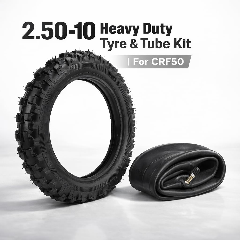 KIMISS Neumático y cámara 2.50-10 para CRF50, Compatible con MVX70, válvula Recta, Kit Off Road, Repuesto Todoterreno