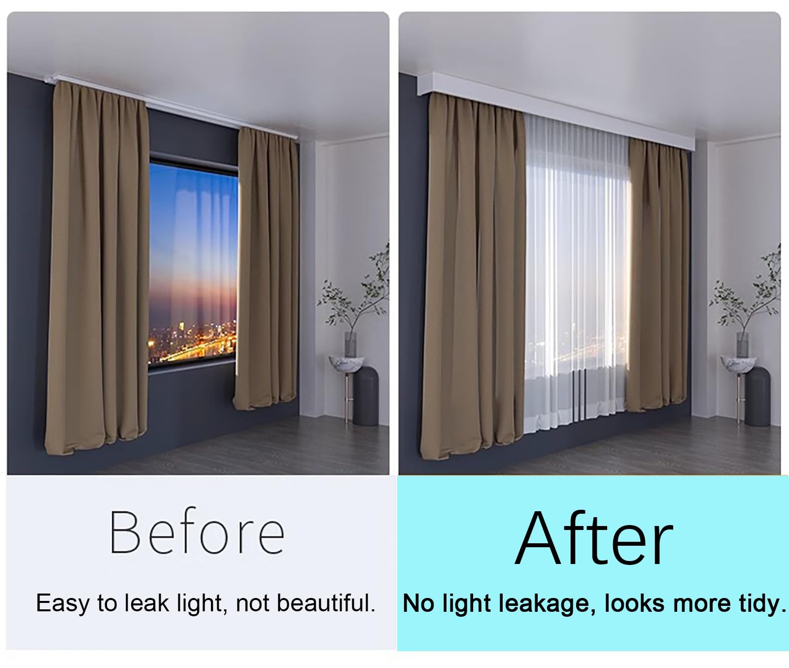 Kunovo Curtain Pelmet Curtain Pelmet with Rails Decorative Panel, Aluminum Curtain Track System Box for Hospital Hotel(Wall Mount,4.3m/14.1ft)