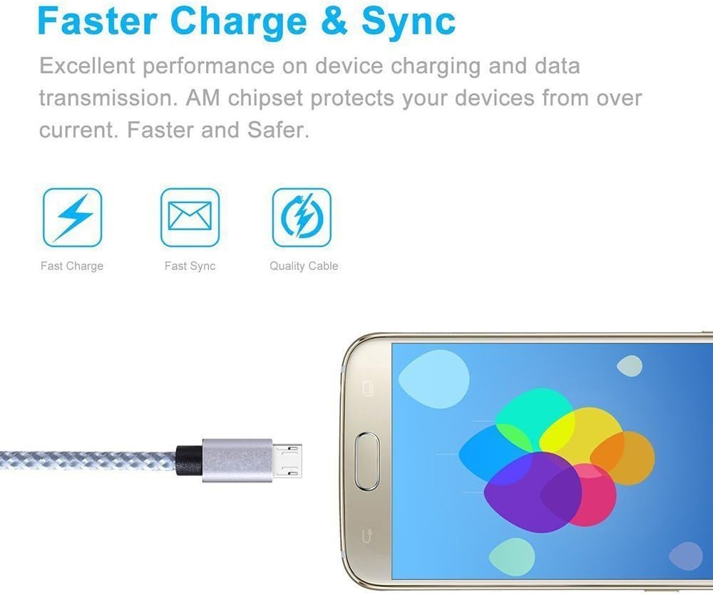 AOKER Nylon Braided High Speed 2.0 USB C to USB C Charging Cord Fast Charger Cable Type C Compatible with MacBook Pro/iPad Pro(Silver 3pack 6FT)