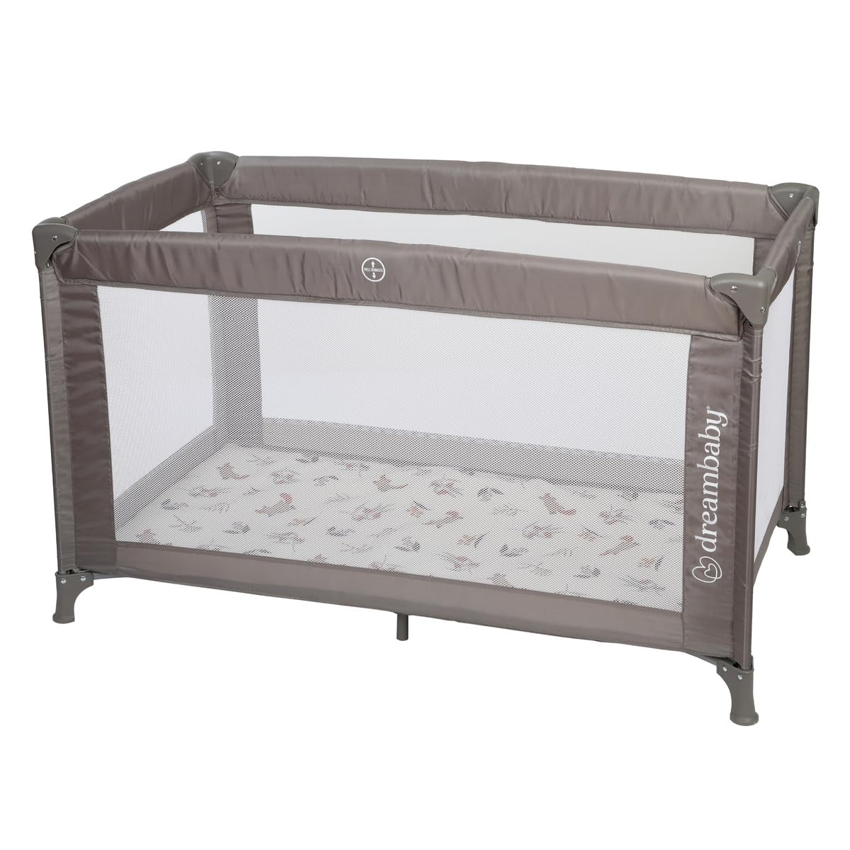 Dreambaby Quest Full Size Travel Cot, Lightweight, from Birth to 15kg, Easy Fold & Compact, Travel Bag, 120cm x 60cm, Custom Mattress Included