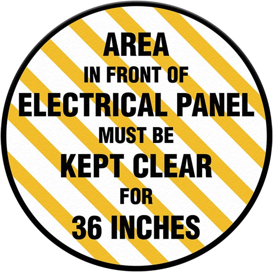 Electrical Panel Floor Decals Area in Front of Tan Anti-Slip Round Shape Lifestyle Industrial Safety Signs Stickers 17Inches Longer Side