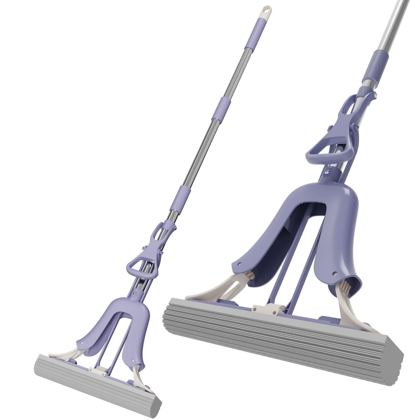 ZALCOON Light weight Cotton Sponge Mop 13 Inch, Self Squeeze Super Absorbent PVA Sponge Heads, Household Cleaning Tool for Kitchen, Tiles, Multi-Surface Hard Floors