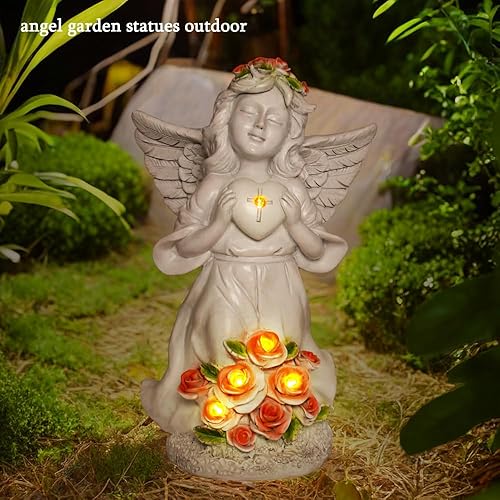 Miniatura 6 de Estatuas de ángel, luz solar, esculturas de jardín de ángel, decoración al aire libre, ángel, decoración de jardín exterior, adornos de cementerio,