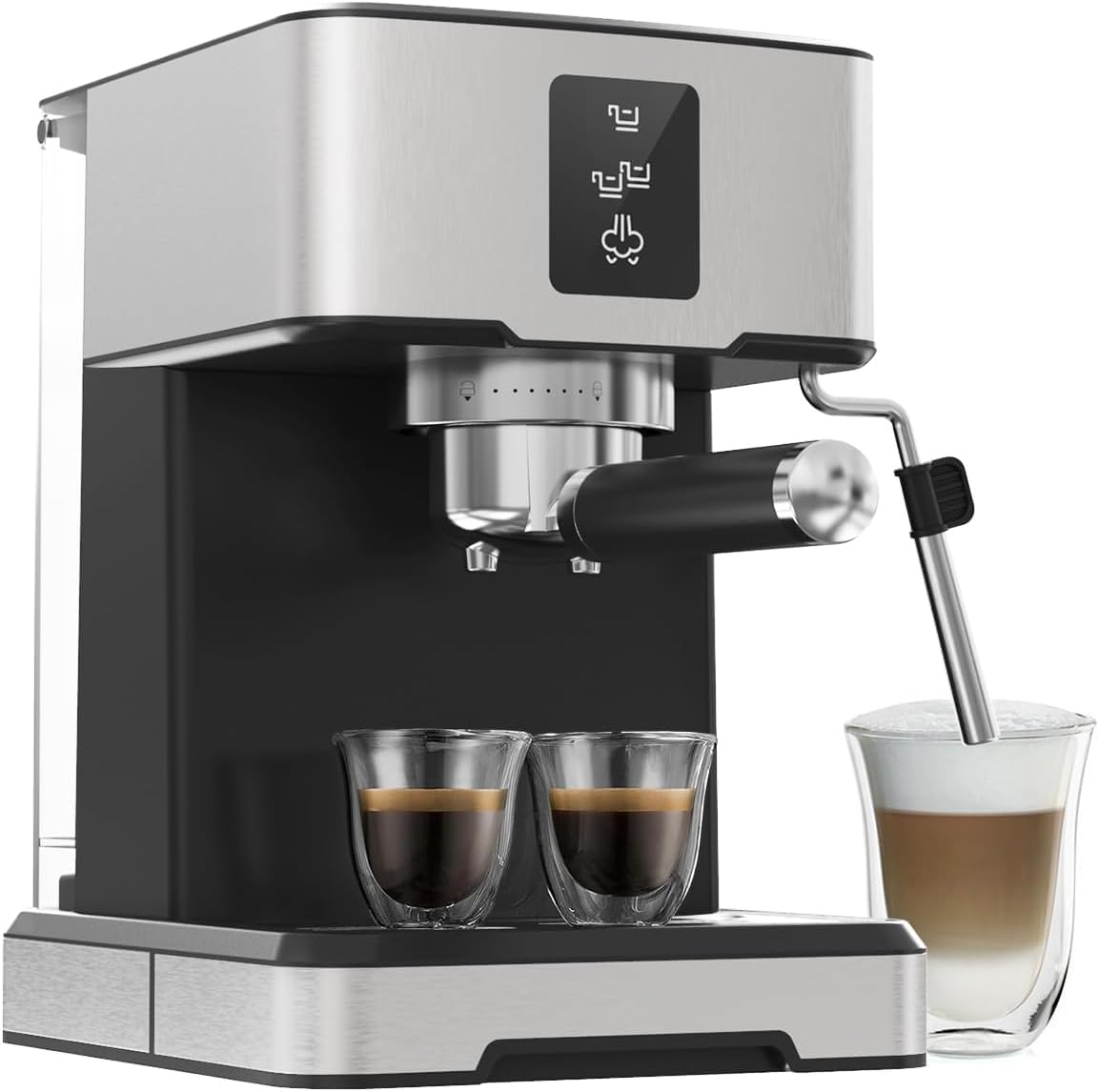 Compact 3-in-1 Coffee Machine – 20Bar Pressure for Café-Style Espresso, Latte & Cappuccino in 2 Mins | 15-Second Heat-Up, 1.5L Removable Tank | Perfect for Small Kitchens & First-Time Users (Silver)