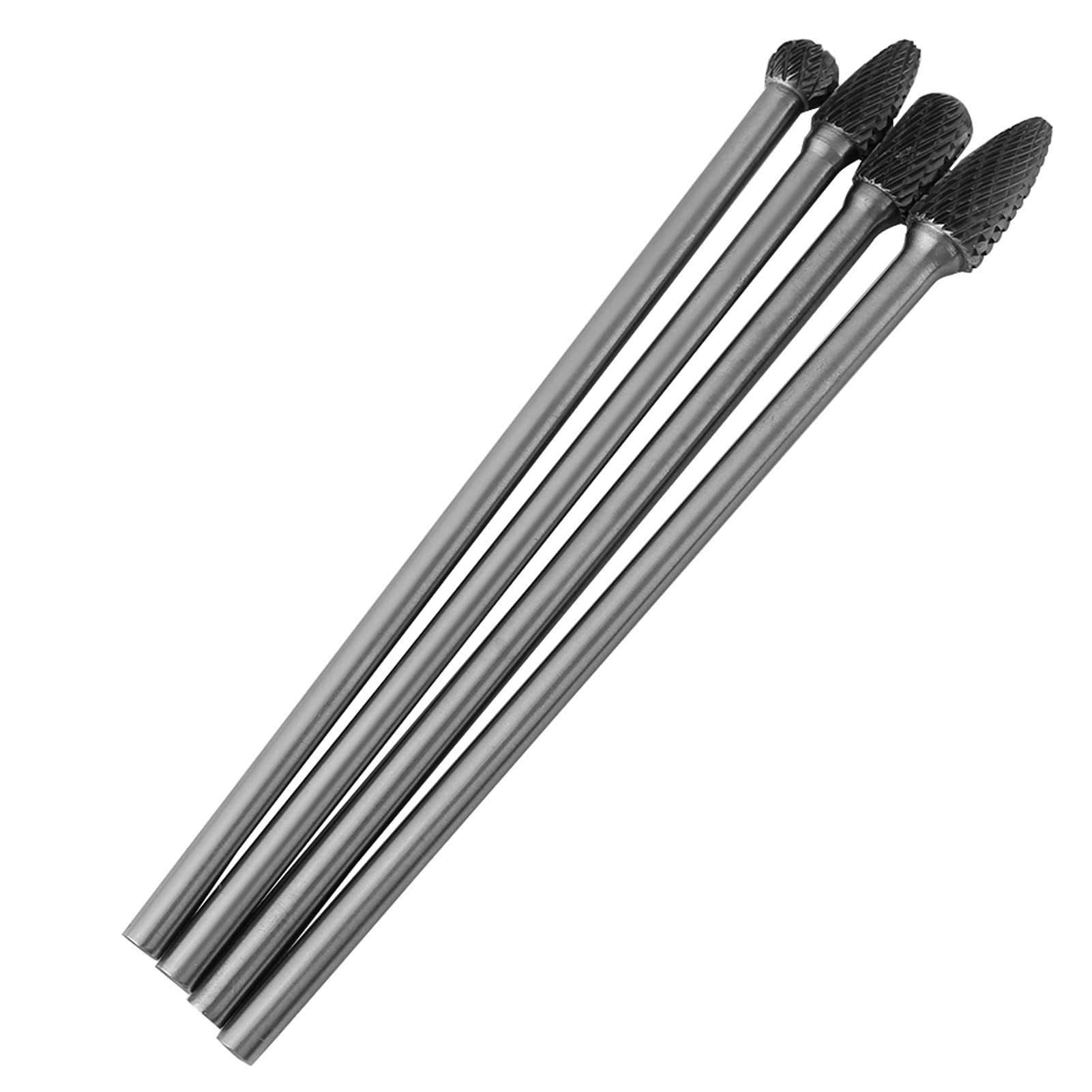 hartmetallfräser, Stück Hartmetall-Rotationsfeilen Double Cut Burr 4pcs Hartmetall-Rotary-Dateien Set 6 mm Schaft Metallbearbeitungswerkzeug 6mm für Grinder Drill
