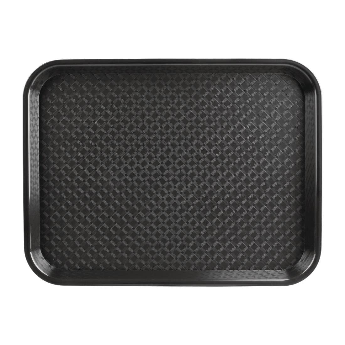 Olympia Kristallon Fast Food Tray, Black, 275x353mm - Textured Non-Slip Surface, Durable Plastic, Rectangular, Dishwasher Safe, Ideal for Restaurants and Canteens