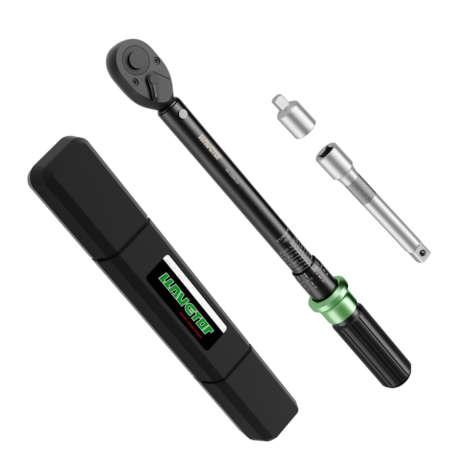Chiave Dinamometrica 1/2'',20-220 Nm con Precisione ± 3%, per Coche - Kit di Manutenzione