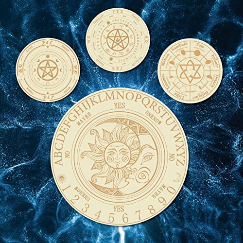 Tablero de péndulo Sun Moon de madera para adivinación, tablero altar brujo, tallado, para brujería, wicca, paganismo y meditación, 20 x 20 cm miniatura 5