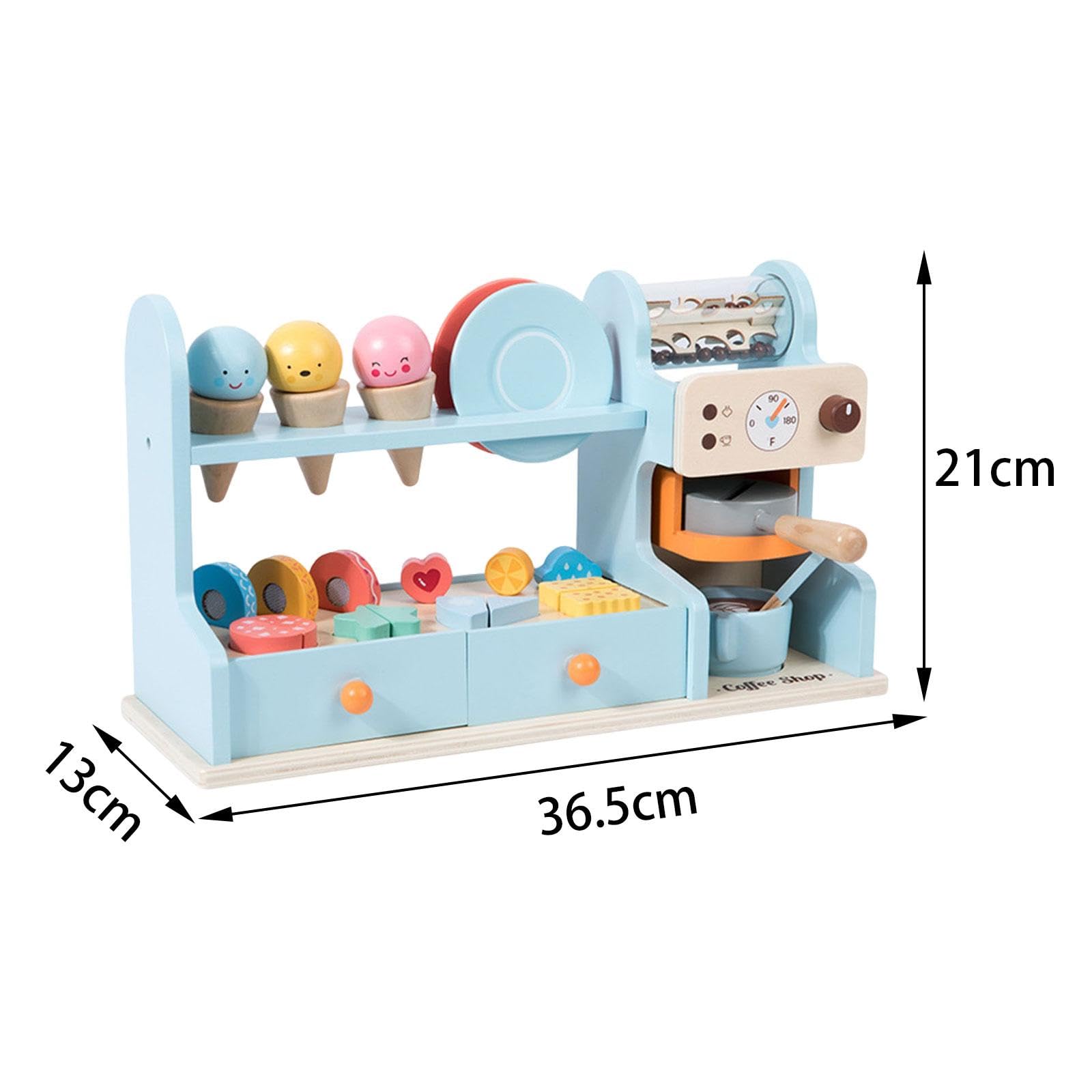 Giocattolo in Legno a Forma di Gelateria, Bancone del Gelato per Bambini E Bambine dai 3 Anni in su, Blu