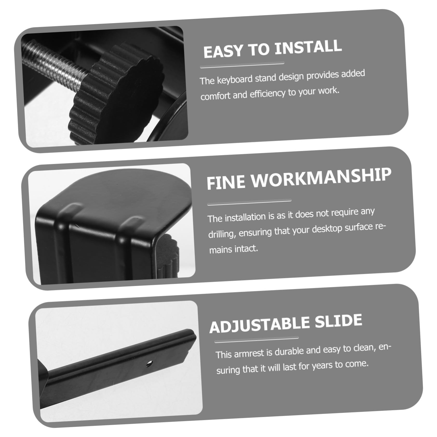 Homoyoyo Support de Clavier sous Bureau Rallonge de Bureau Support de Repose-Mains pour Clavier Rail Coulissant