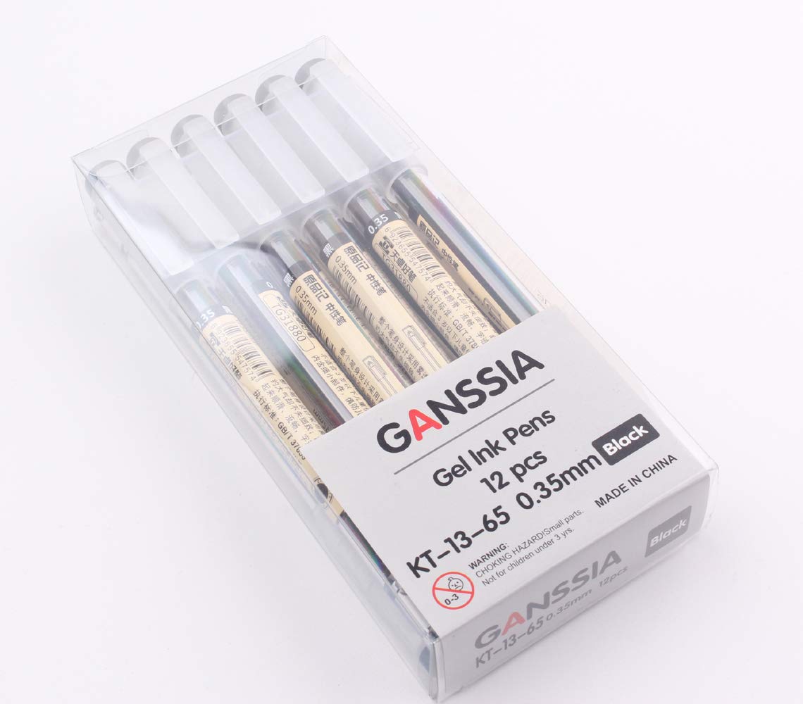 Bolígrafos de tinta de gel de 0,35 mm, tinta negra, extrafina, bolígrafos de tinta de gel, bolígrafos de tinta de gel, para oficina, escuela, suministros de papelería, paquete de 12 unidades