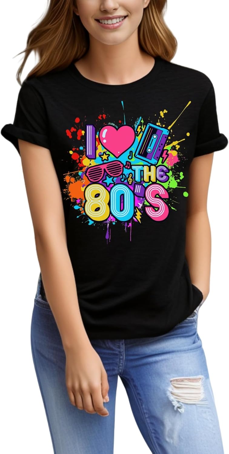 80s Shirts for Women I Love The 80s Tshirts Retro 1980s Party Tees Vintage 80's Themed Disco Music Gifts Tops Outfit - Image 2