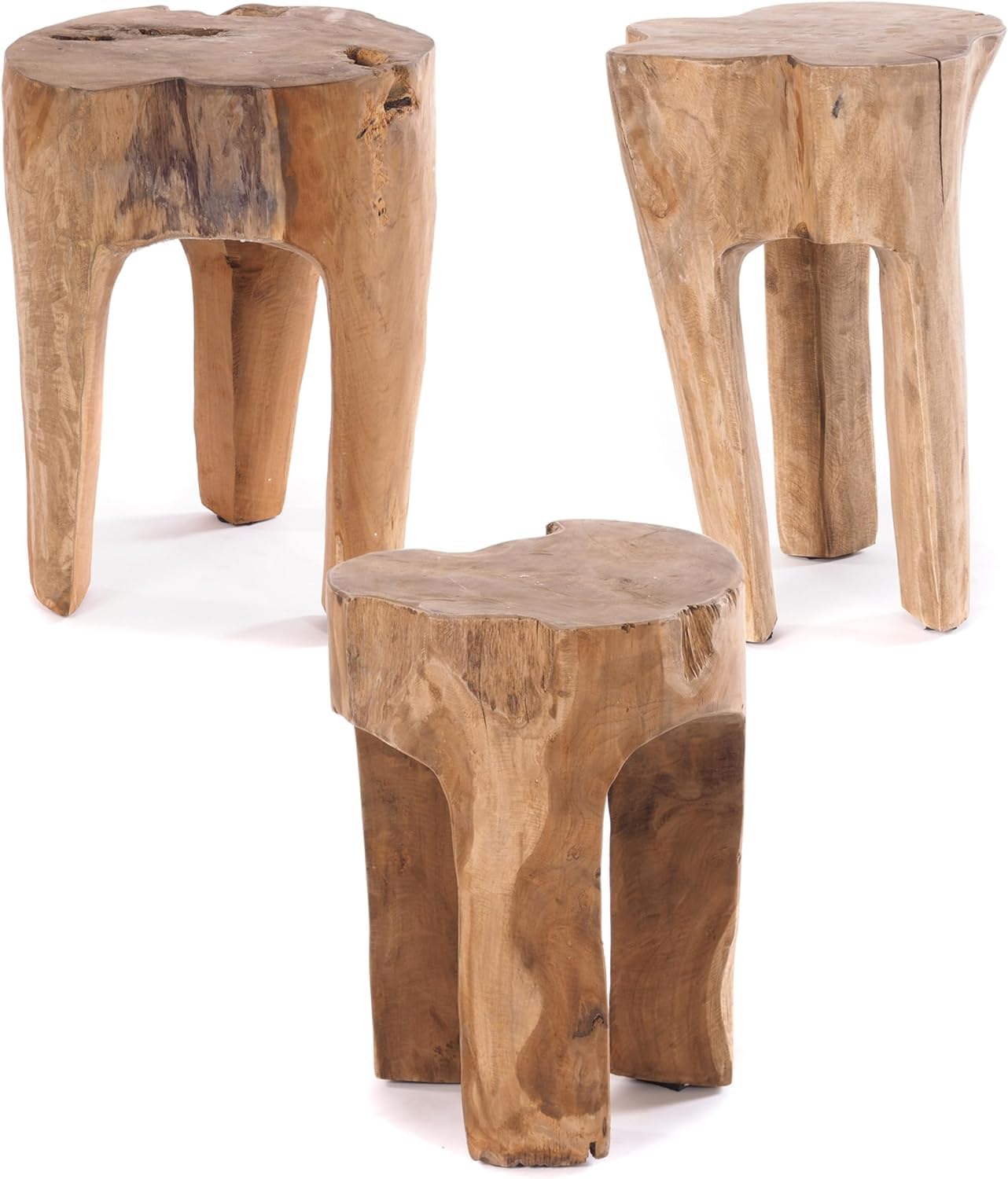DESIGN DELIGHTS Sgabello In Legno Vintage 40: Legno Massello Riciclato, 43x45x27 Cm, Multifunzione Come Seduta O Supporto Piante