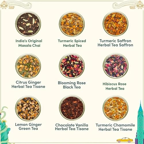 Miniatura 2 de VAHDAM, Weekend In New York Tea Gift Sets Travel Edition Caja de regalo | 9 variedades - Té verde, té de hierbas y té negro | Sin gluten, sin OGM |