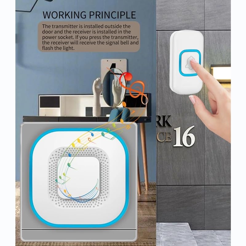 Sonnette de porte intelligente sans fil 38 carillons 2 boutons étanches - 7