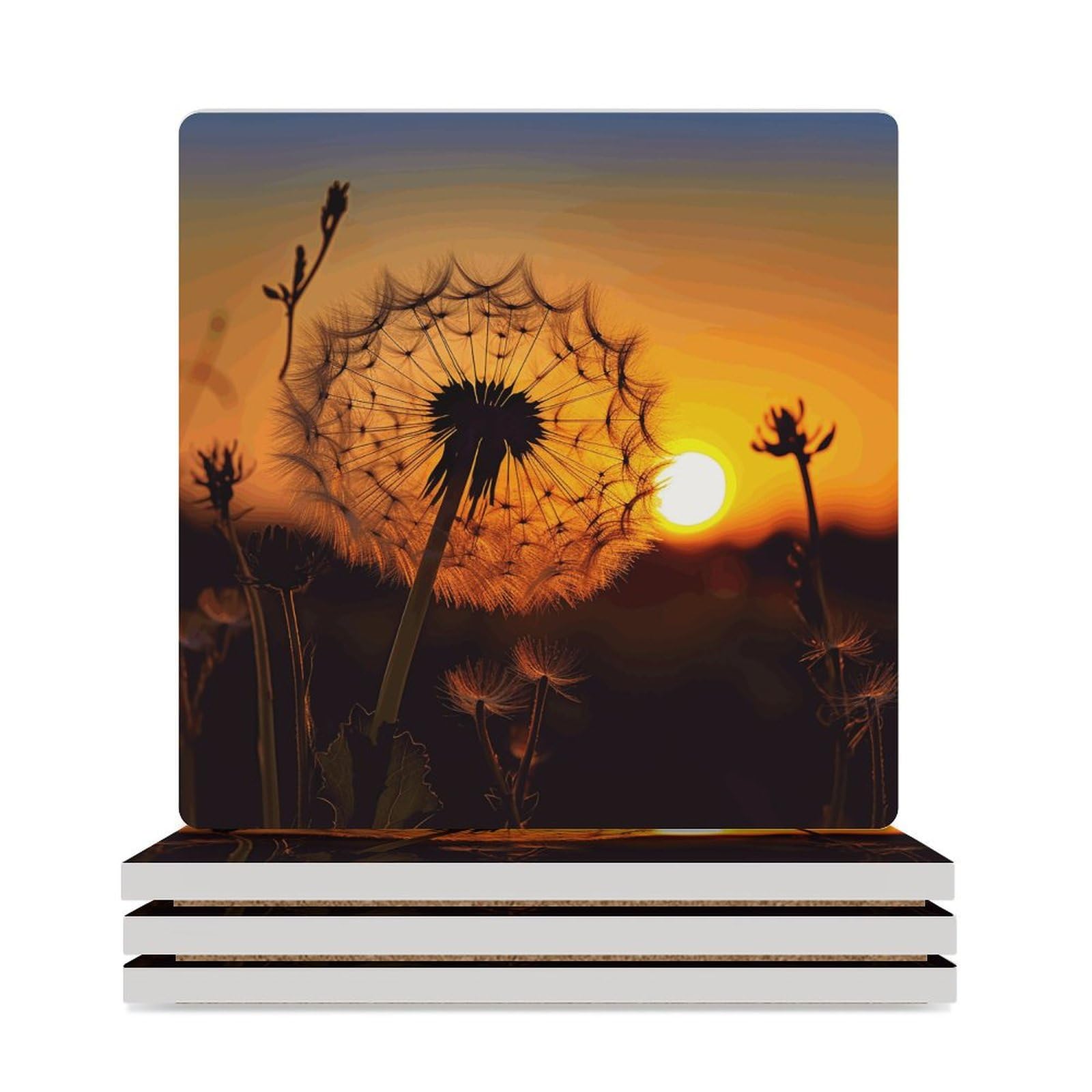Dessous-de-verre imprimé pissenlit, protection de table raffinée et durable