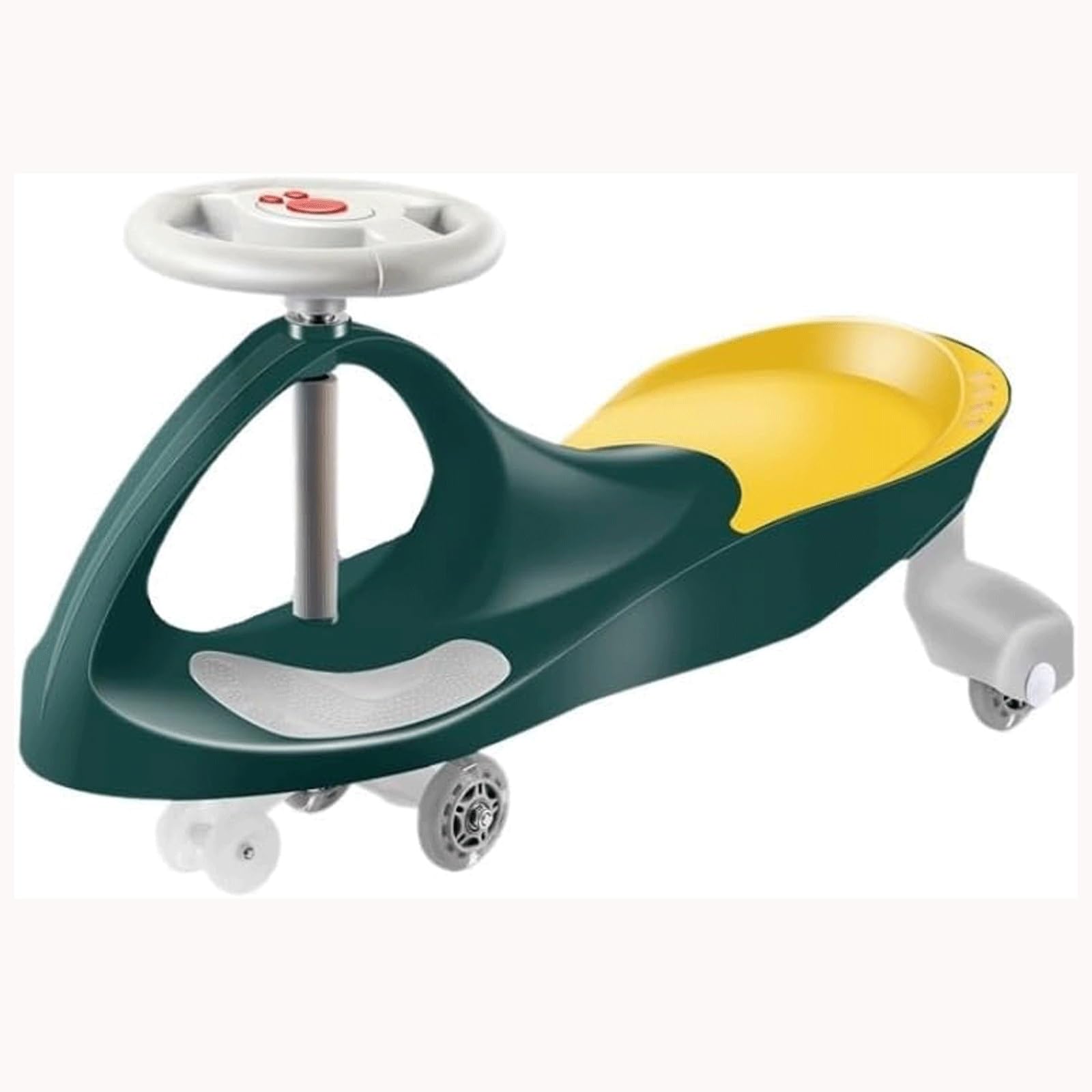 Wiggle Car, cichy samochód huśtający, huśtawka, rowerek biegowy, jeździk, dziecięcy samochód Wiggle Car z kołem migającym dla chłopców i dziewczynek(Dark Green,Flashing wheel)