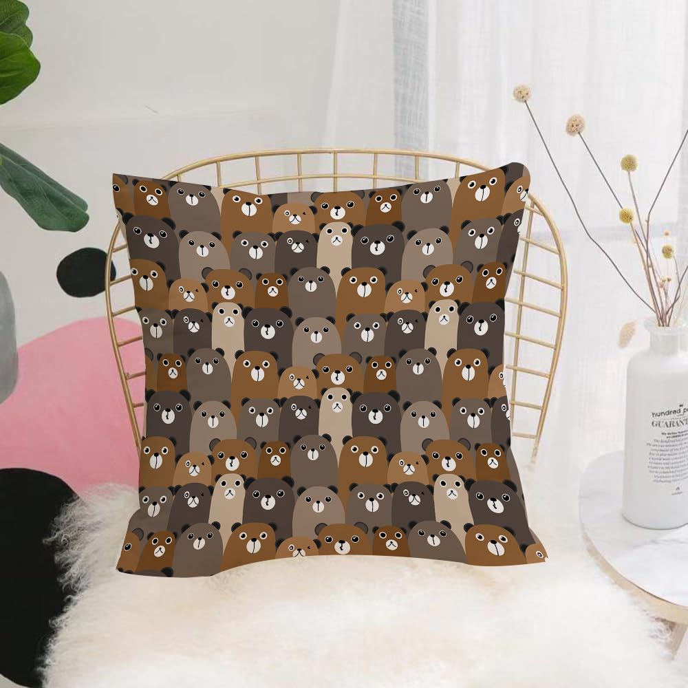 HYOSXW Cushion Cover,Throw Pillow Case Home Decorative for Living Room Bedroom Sofa Chair 16X16 Inch,Hand Drawn Bears Vector Pattern Background. Fun Doodle.,Pillowcase 40X40cm