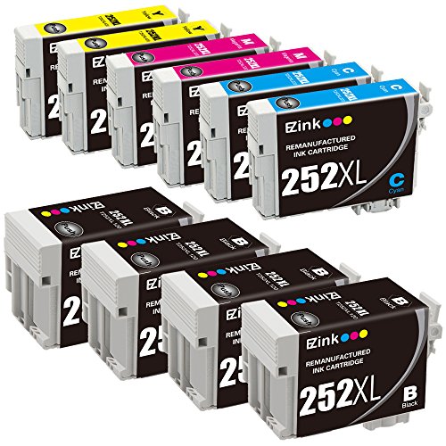 E-Z Ink Remanufactured Ink Cartridge Replacement for Epson 252XL High Capacity, 4 Black, 2 Cyan, 2 Magenta, 2 Yellow
