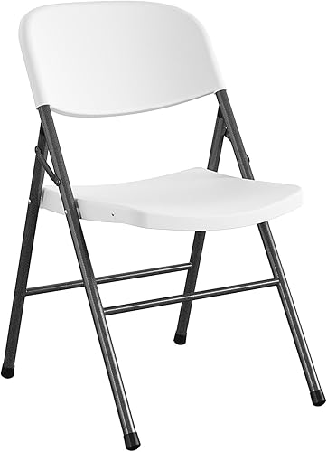 Miniatura 6 de COSCO Silla plegable de plástico comercial para interiores y exteriores, 300 libras. Clasificación de peso, doble apoyo, paquete de 4, color blanco