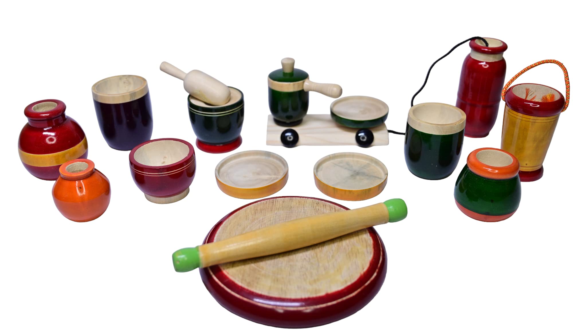 Channapatna Toys Traditional Wooden Cooking/Kitchen Play Premium Set for Girls, Boys, Kids (3 Years+) - Multicolor - 17 Pieces Preschool Toys Set - Pretend & Play Toys, Improves Hand Eye Coordination (B0BWVBCJXH) Amazon Price History, Amazon Price Tracker