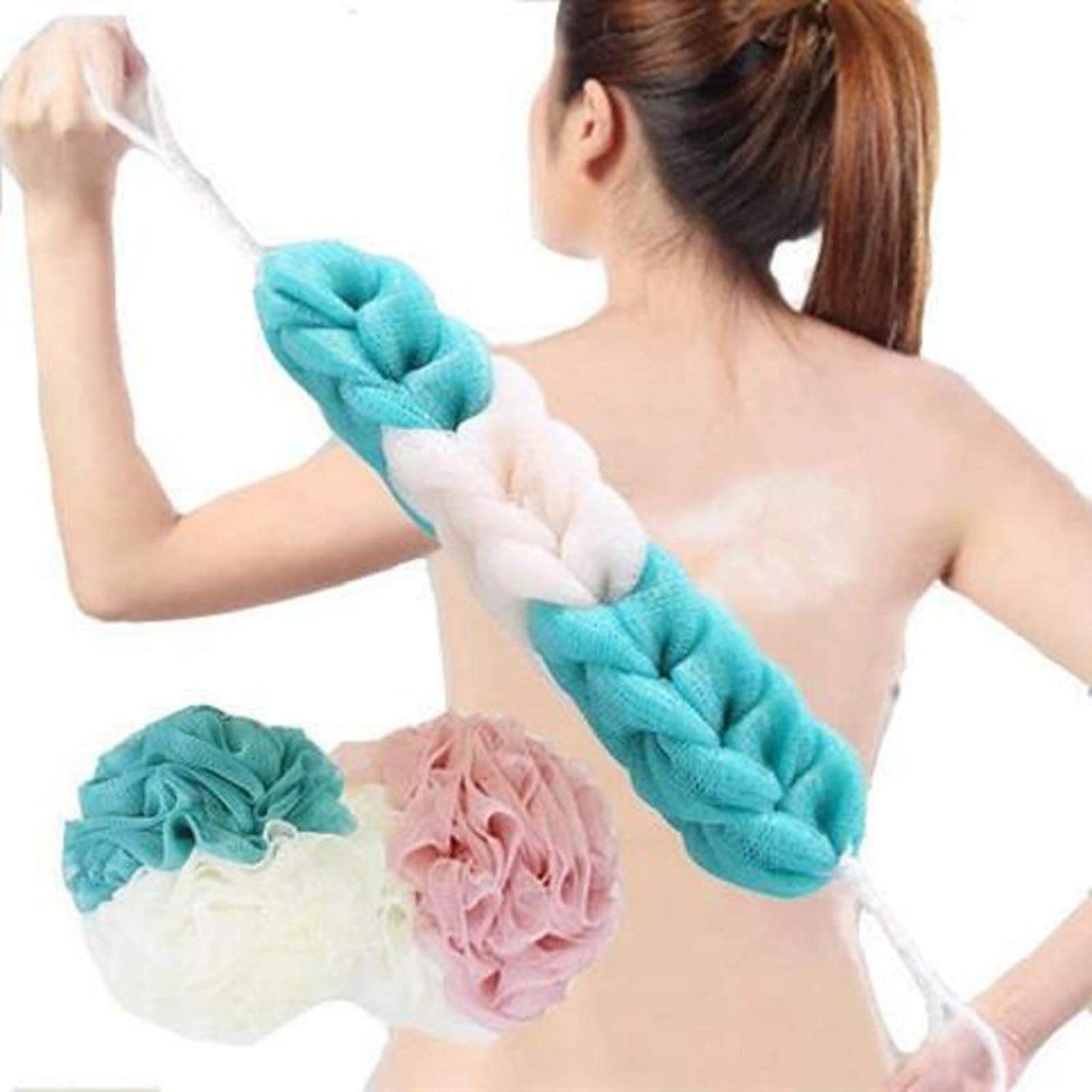 3 szt. Gąbka do kąpieli Złuszczanie ciała Pufa Loofah Gąbka Miękka kąpiel Bardzo gęsta Piłka prysznicowa Zielony Biały Różowy