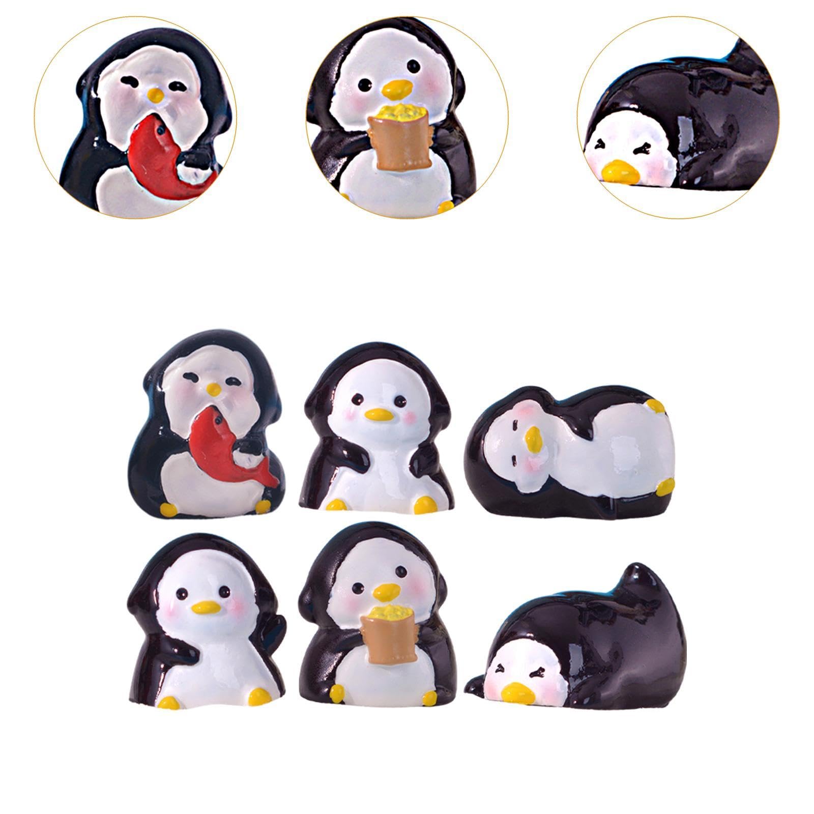 6x6 Piezas Mini Figuras de Pingüinos Adornos de Escritorio Decoración de Maceta Accesorios para Casas de Muñecas de Bonsáis DIY St, 6 Piezas