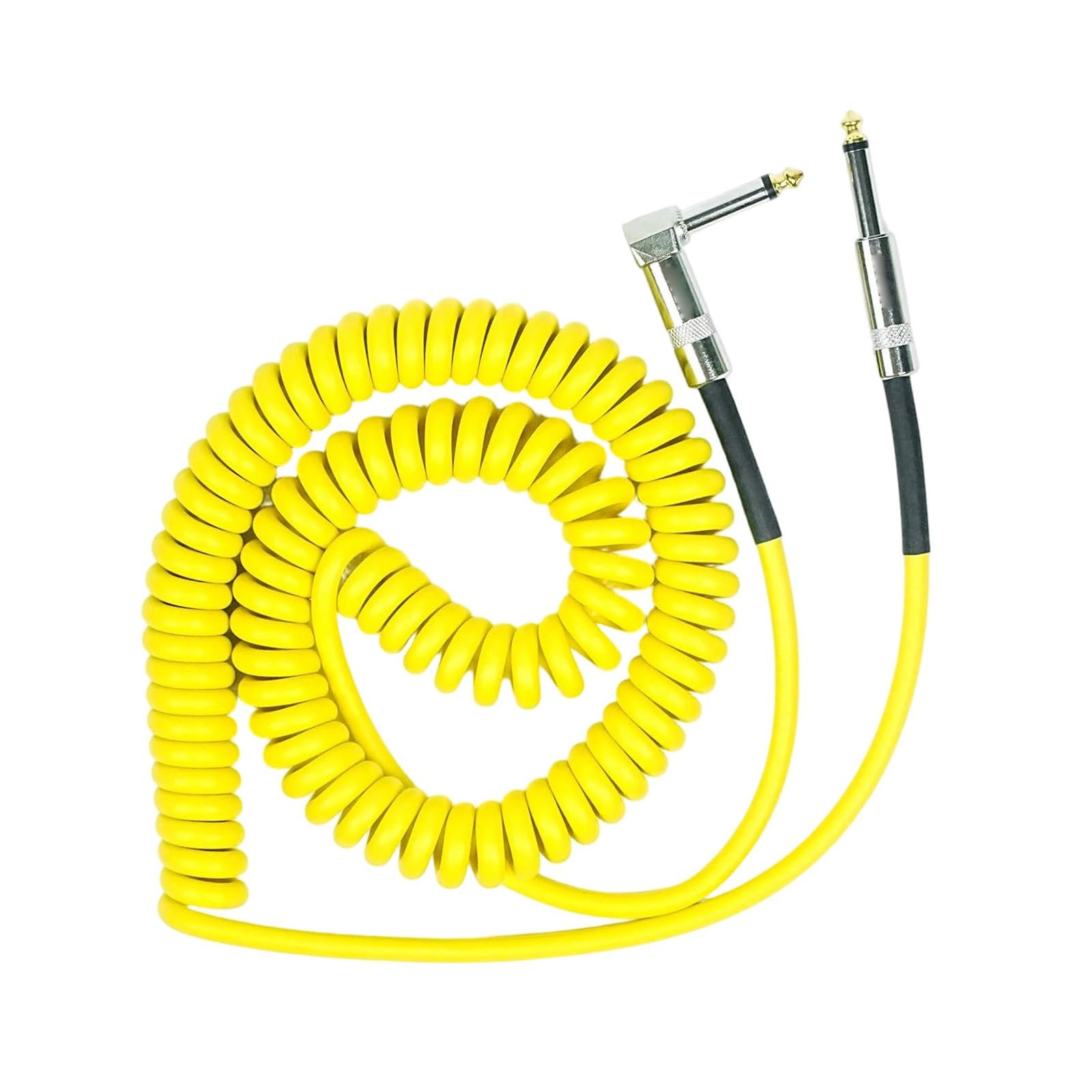 Cable De Audio Para Guitarra Cable De Instrumento En Espiral Línea Recta/ángulo Antiruido 6,35mm Bajo Guitarra Universal 10M(YELLOW)