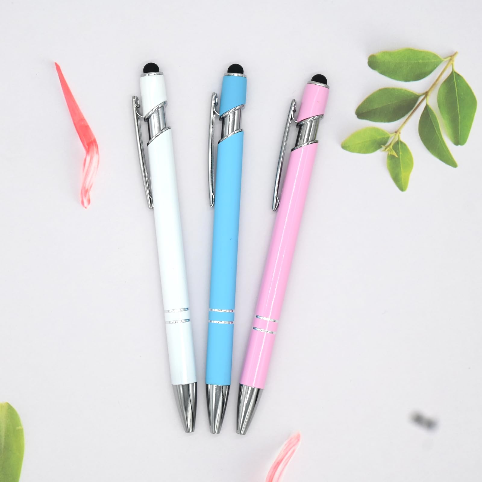 50 penne a sfera con inchiostro blu con stilo 2 in 1, penna a sfera per touch screen, penna di ringraziamento 2 in 1, regalo di ringraziamento per colleghi, colleghi, ufficio (azzurro)