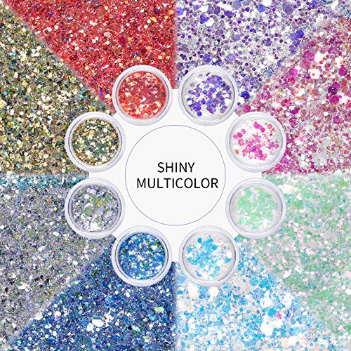 TOMICCA Dip Nail Glitter Powder 8 * 10g, Festival Dipping Powder Nail Art Powder Craft Pailletten für Nagel Gesicht… – Bild 5