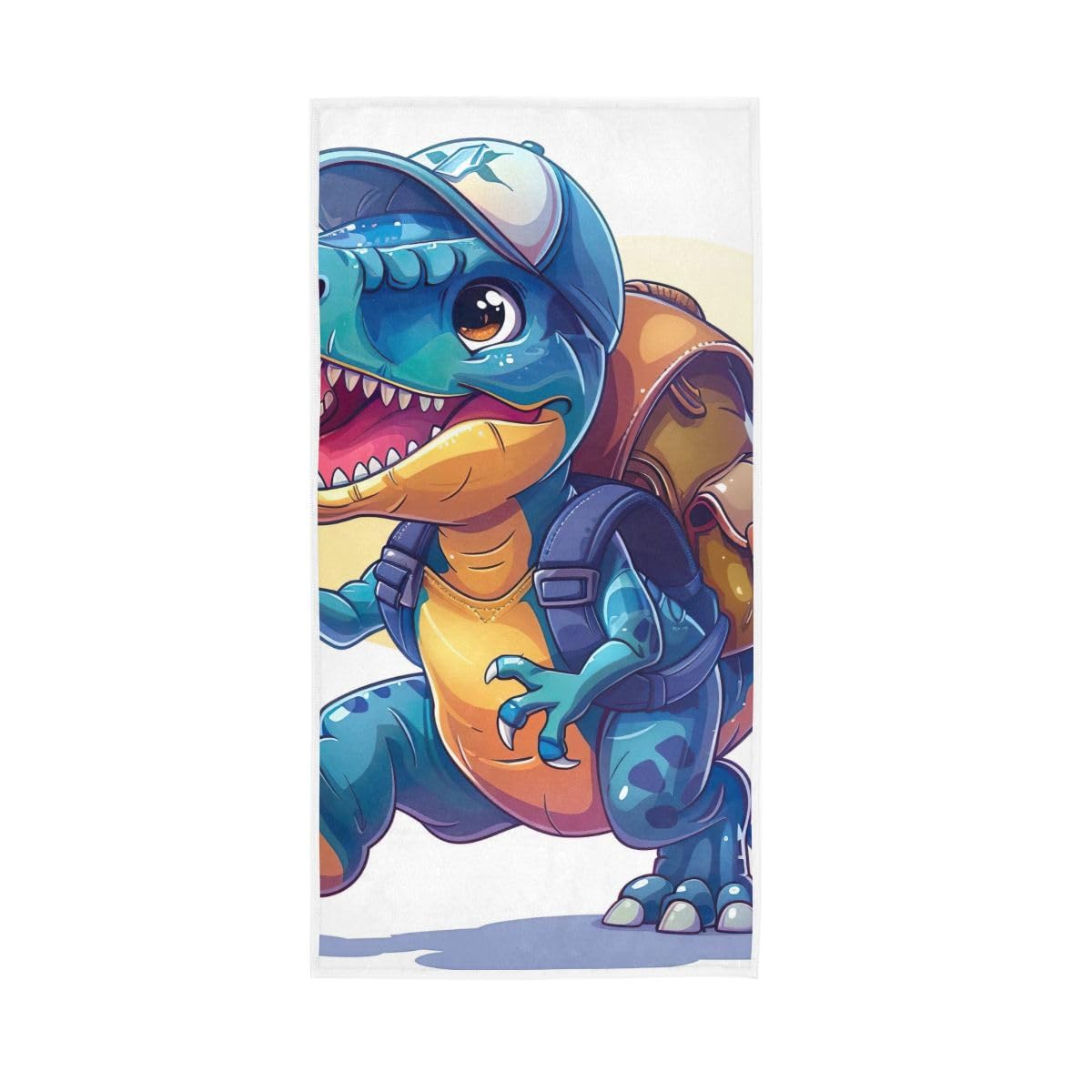 LSRCPD Back to School Dinosaur Cartoon Hand Towel, Multipurpose Absorbent Towels for Hand, Face, Hair, Bath 15 x 30 Inches