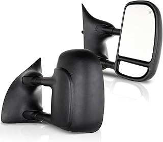 ECCPP Tow Mirrors Replacement fit for 99-07 for Ford for F250 for F350 Power Heated Telescopic Black View Mirror Pair Set Left Driver Right Passenger Side
