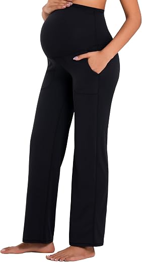 Sunzel Maternity Wide Leg Pants Over Belly Flowy Pregnancy Lounge Pants with Optional Pockets, Stretchy &amp; Supportive