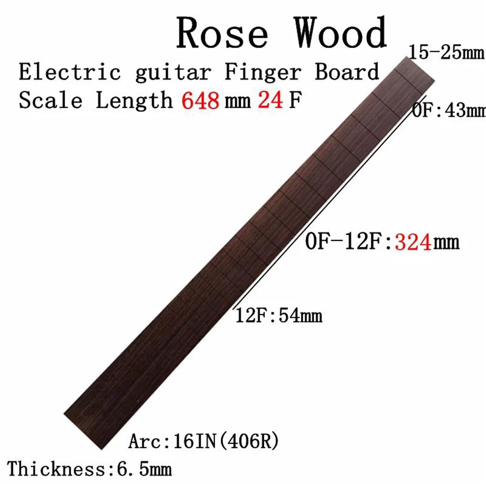 Podstrunnica Gitary Elektrycznej Z 24 Progami Naturalne Drewno Różane (dostępne W Długościach 628 Mm / 648 Mm) Akcesoria Gitary(648mm)