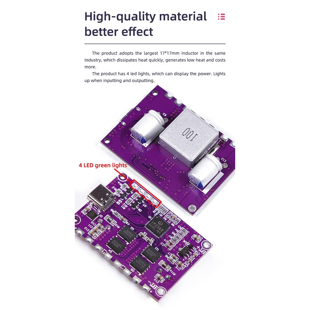 Pasotim IP2368 Bidirectional 100W Fast Charging Module -Boost Type-C Interface Lithium Battery Fast Charging Board, Purple