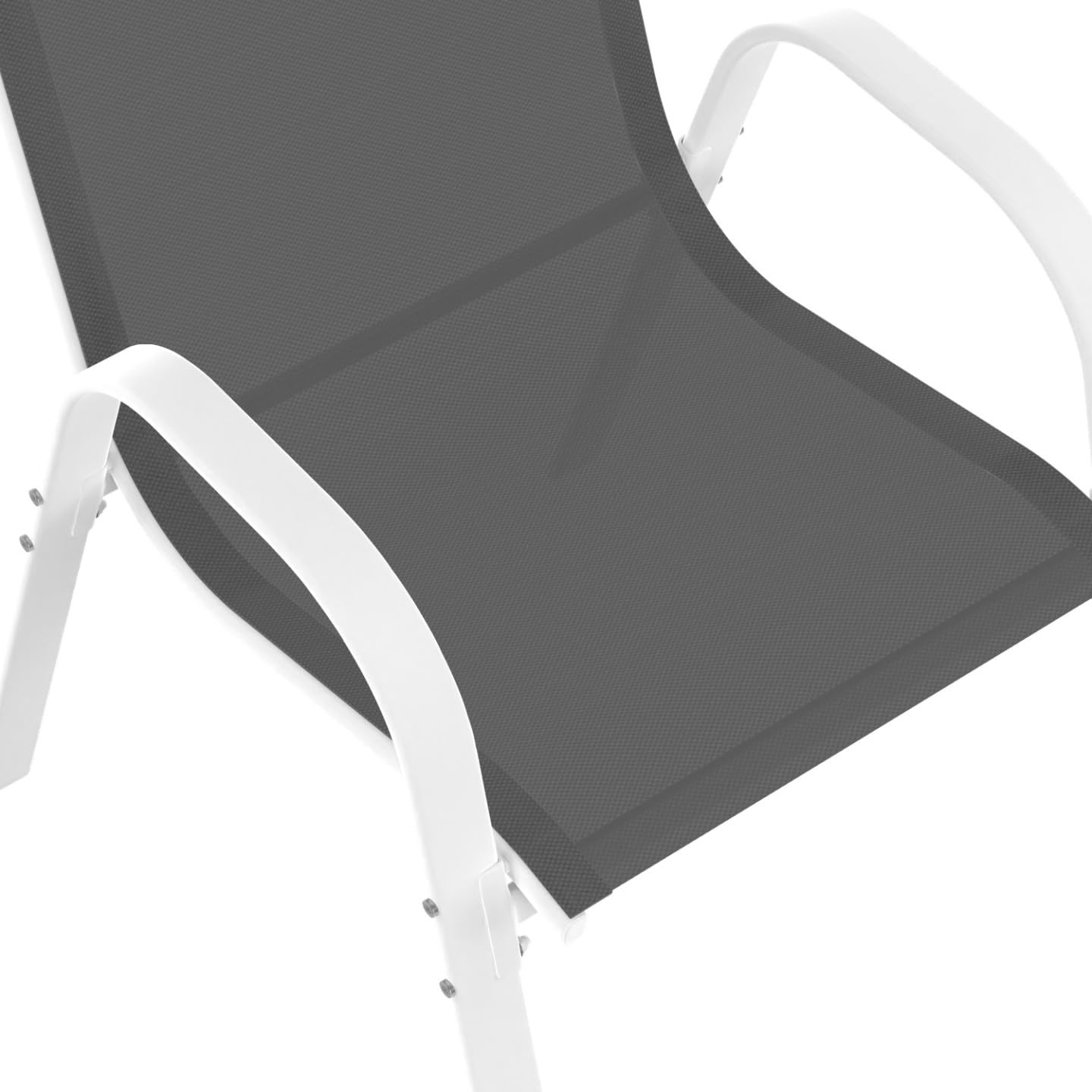 IDMarket - Set di 6 sedie da giardino impilabili LYMA in metallo e textilene, bianco e grigio