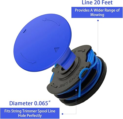 Miniatura 4 de KST-120X Bobina de repuesto para recortadora Kobalt KST 120x-06, recortadora de cuerda de 20 pies 0.065 pulgadas, paquete de 8 (carrete de 6 líneas