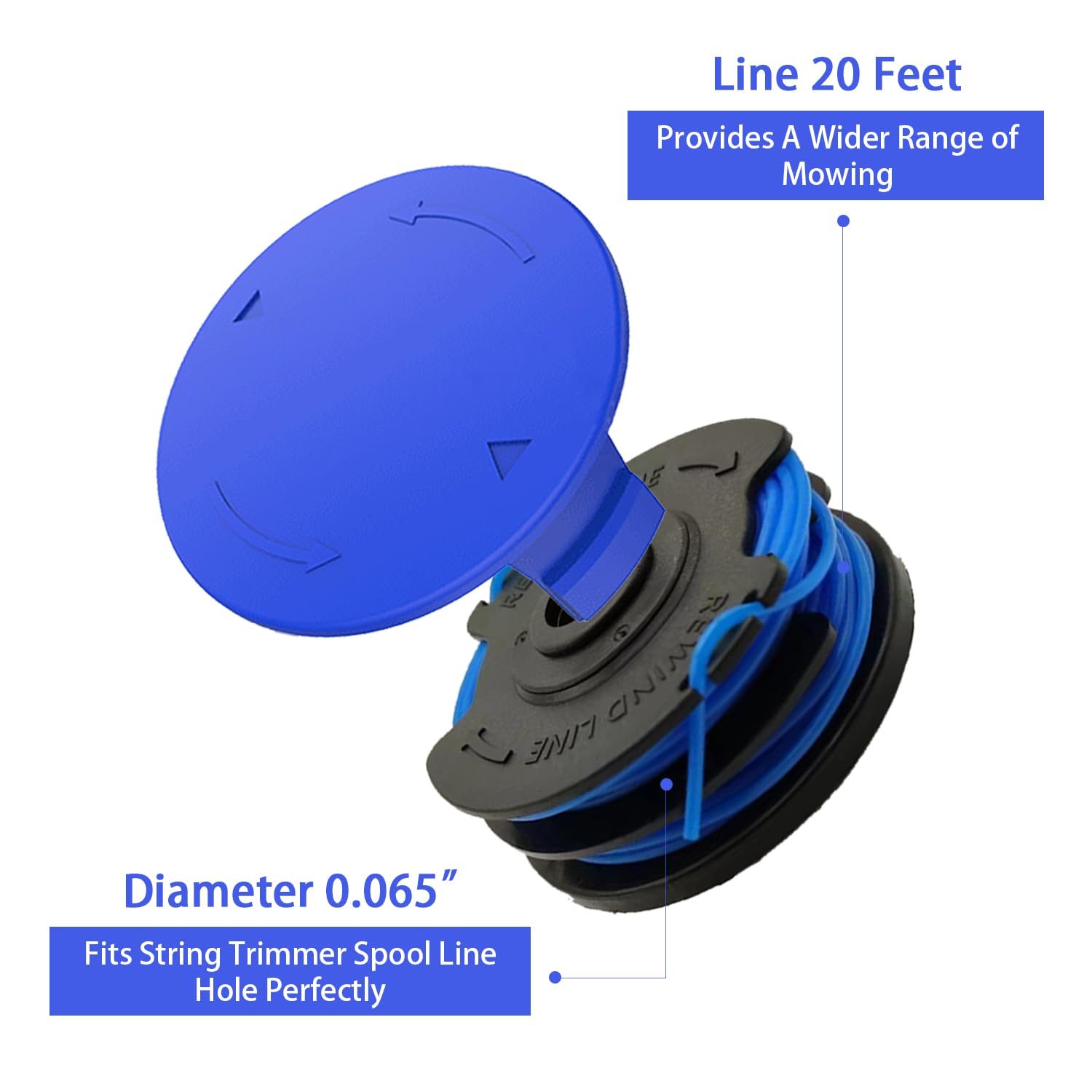 KST-120X Ersatzspulen Für Rasentrimmer – 6 Stück, 0,065 Cm Durchmesser, Je 6 M, Für Kobalt KST 120X