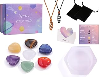Crystals and Healing Stones,Chakra Necklace Gemstones and Crystals Selenite Bowl Chakra Stones Witchcraft Kit Crystal Neck...