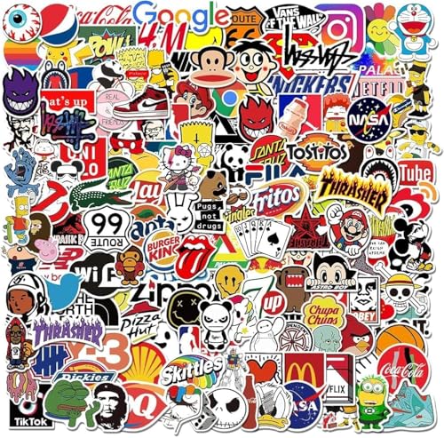 Lot de 200 autocollants avec logo de marque pour bouteille d'eau, ordinateur portable, skateboard,...