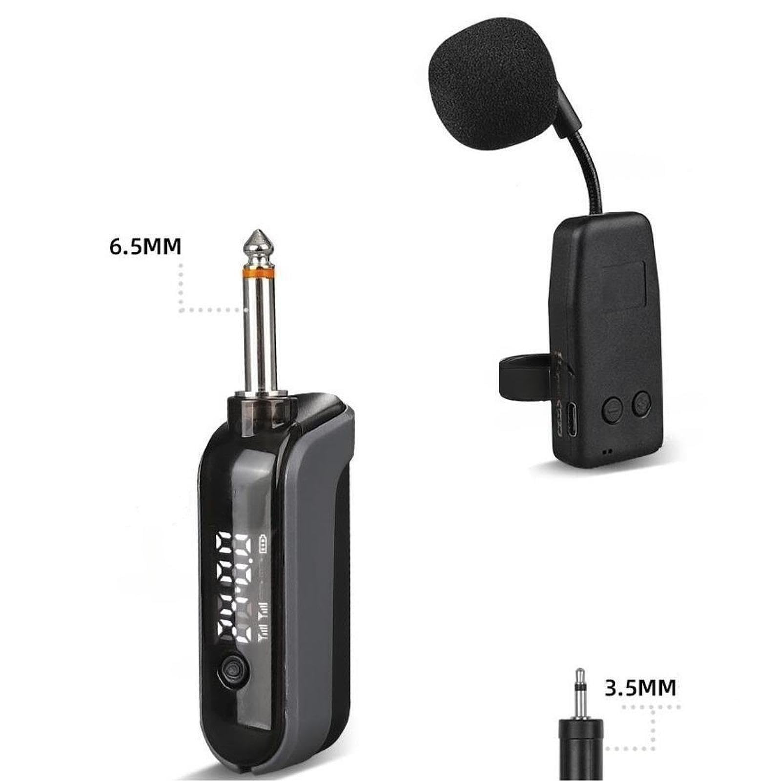F Fityle di ripresa microfonica per strumenti Trasmettitore e ricevitore portatile leggero professionale per spettacoli dal vivo e concerti, 2 Microfoni