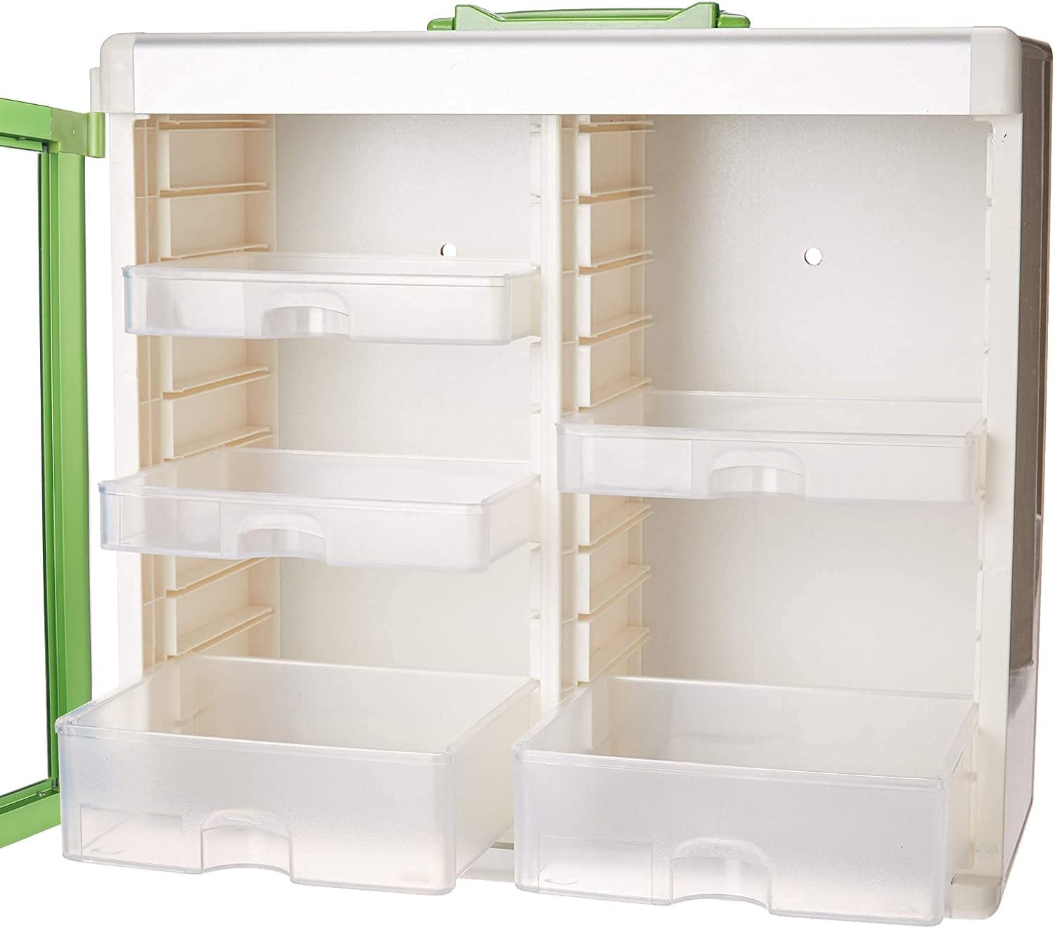 TUKA-i-AKUT 18L Armoire à Pharmacie Murale en Aluminium, 5 Compartiments 2 Clés, Verrouillable Sécurité Enfants, Armoire d'Apothicaire, Cadre Aluminium Armoire Premiers Secours, 35x32x17cm TKD6401-M