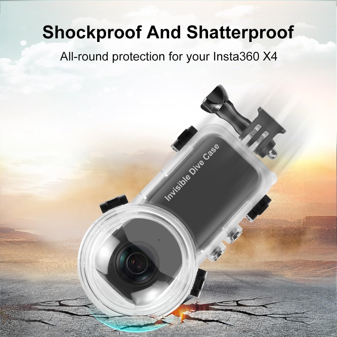 50M/164FT Invisible Diving Case for Insta360 X4 Underwater Waterproof Case Housing Shell for Insta 360 x4 Action Camera Protective Cover Accessories for Diving Surfing Swimming Skiing