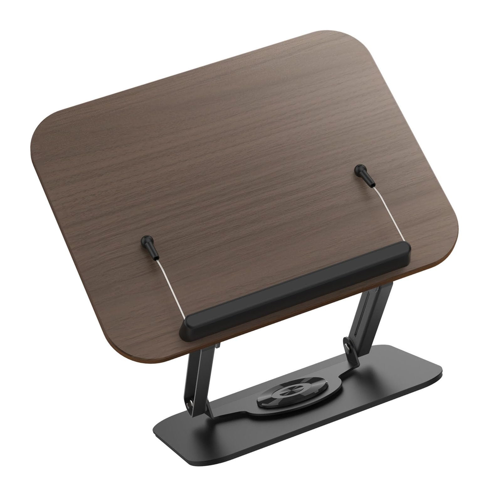 Support de Livre Réglable, Support en Bois de qualité Supérieure pour la Lecture, Bureau D'étude de Cuisine avec Clips élastiques (Noir)