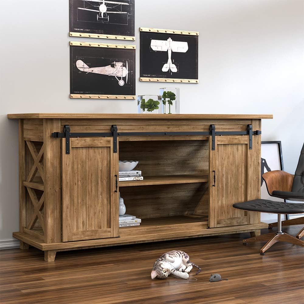 Flash Deals - 50% OFF WINSOON 7FT Super Mini Sliding Barn Door Cabinet Hardware Kit for Double Doors TV Stands Small Wardrobe Cabinets, J Shape Hanger (NO Cabinet) Best Promo WINSOON 7FT Super Mini Sliding Barn Door Cabinet Hardware Kit for Double Doors TV Stands Small Wardrobe Cabinets, J Shape Hanger (NO Cabinet)